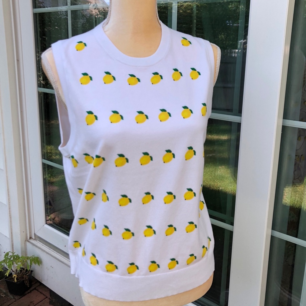 J Crew Jackie Shell in  Lemon Print Sweater
